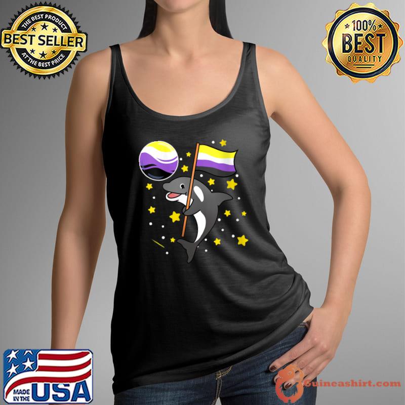 Top orca In Space Nonbinary Pride T-Shirt Tank Top