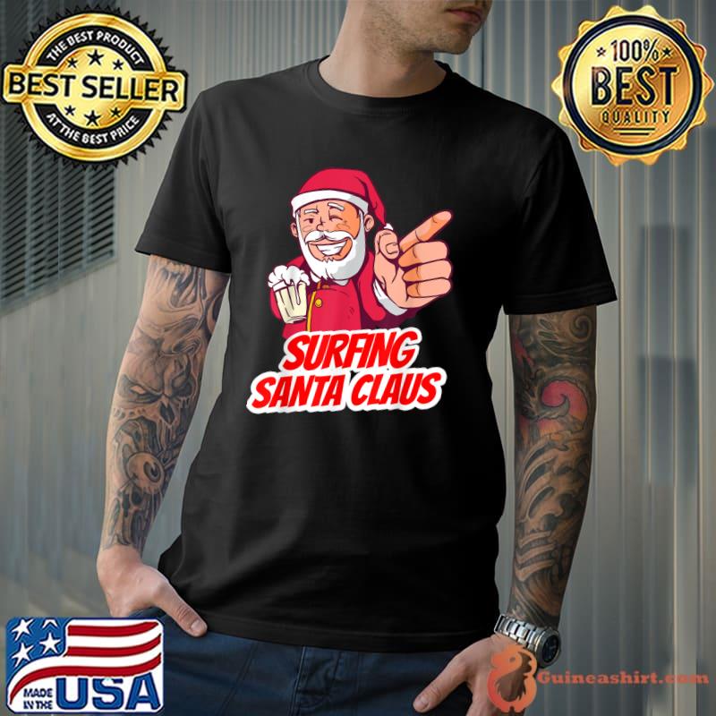 Top surfing Santa Claus Christmas Holiday Surfing Surfer T-Shirt