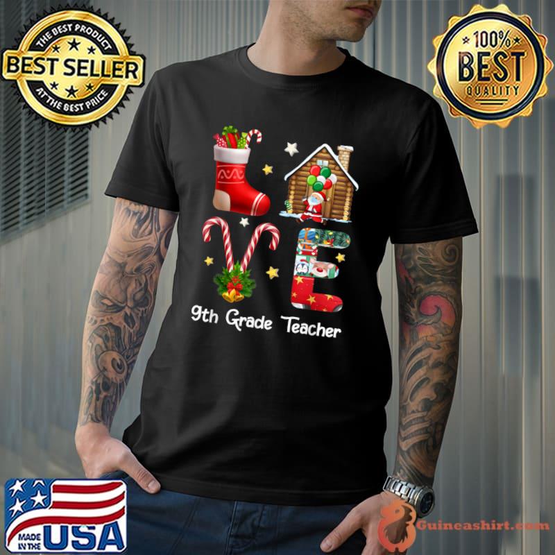 Top Teacher Christmas 9th Grade Teacher Love Xmas Red Plaid T-Shirt Unisex