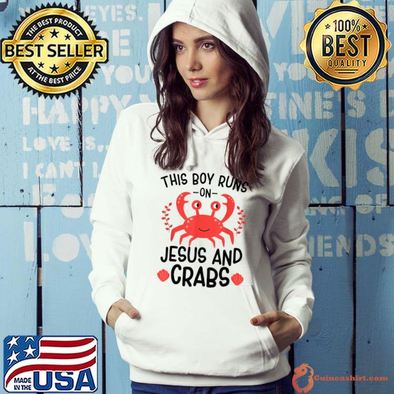 Top this Boy Runs On Jesus And Crabs Crab Lover for Boys T-Shirt