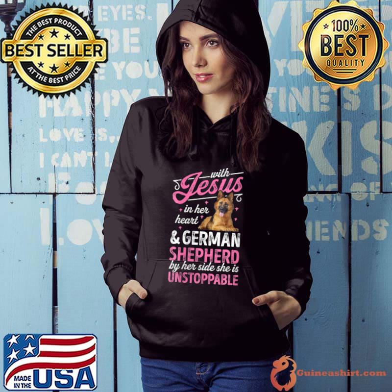 Top with Jesus In Her Heart And German Shepherd T-shirt