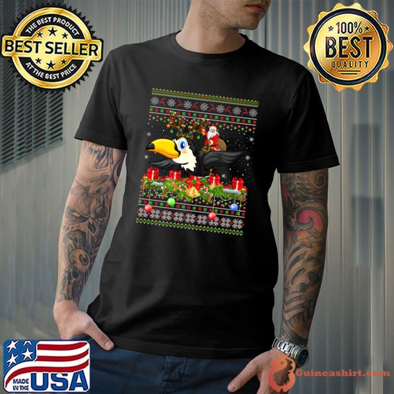 Toucan Bird Lover Xmas Ugly Santa Riding Toucan Christmas Premium T-Shirt Unisex