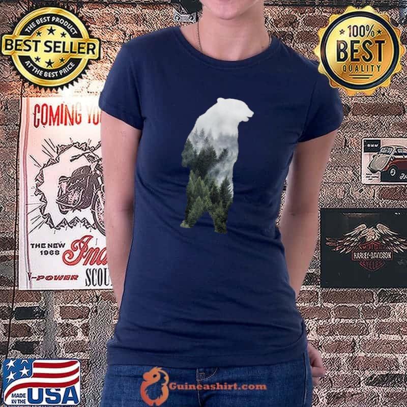 Trendy Standing Bear Mountains Silhouette Premium T-Shirt Ladiestee