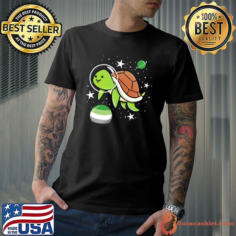 Turtle Astronaut Aromantic Pride T-Shirt