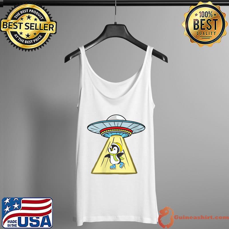 Ufo Abduction Penguin Ice Skating Shirt Tank Top