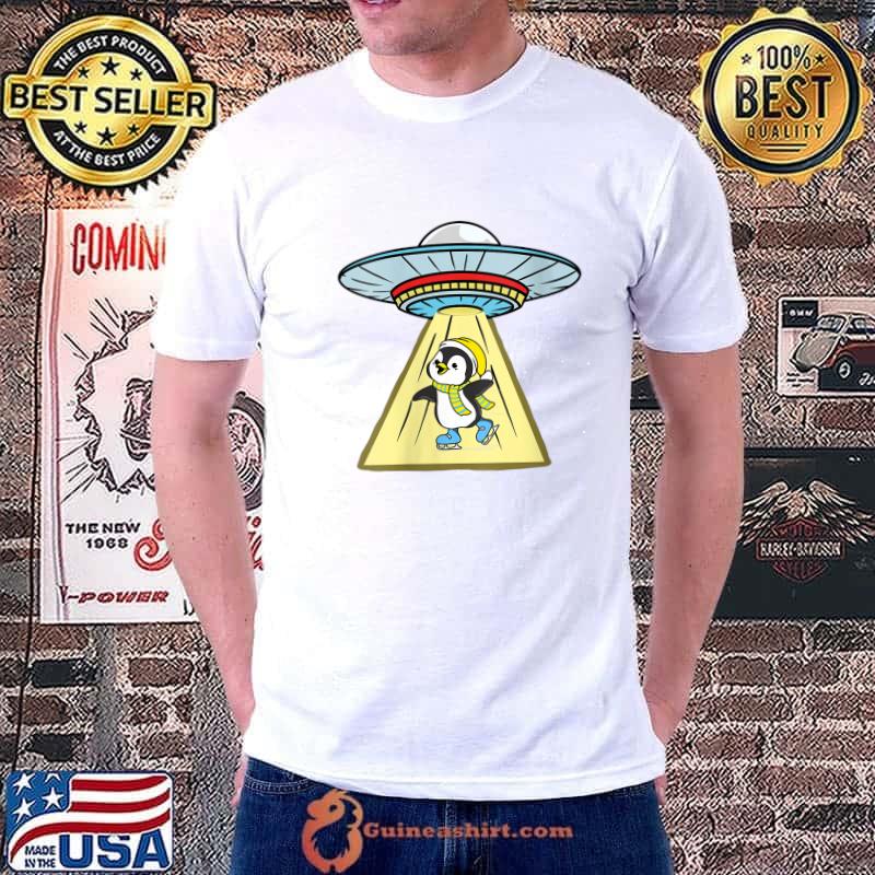 Ufo Abduction Penguin Ice Skating Shirt Unisex