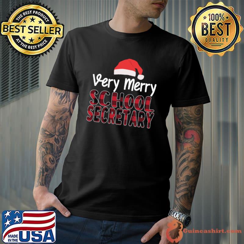 Very Merry School Secretary Santa Hat Festive School Admin T-Shirt Unisex