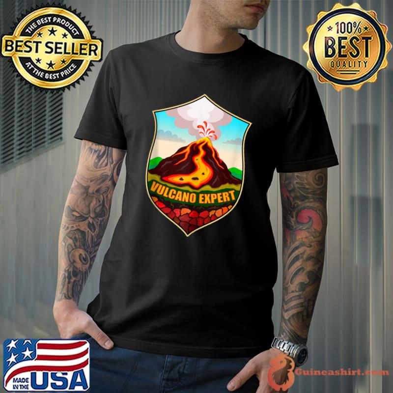 vulcano expert, cool vulcano design, lava, geologist, badge T-shirt