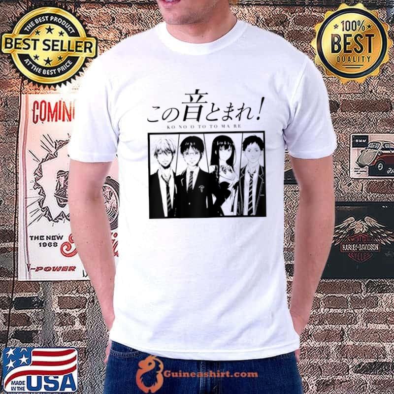White and Black Sounds of Life Anime Distressed Arts Musical T-shirt