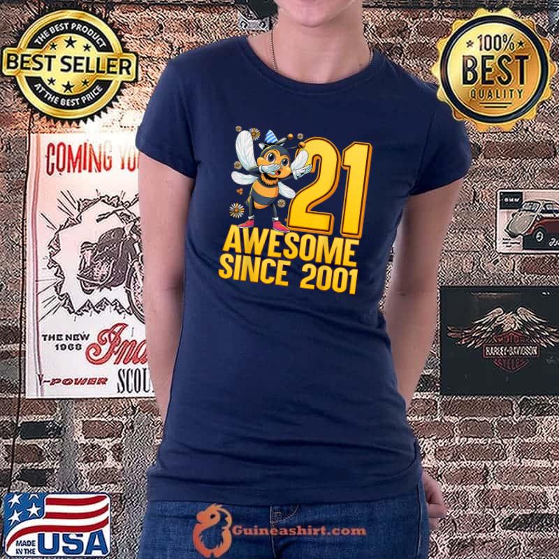 21 Years Old Dabbing Bee 21st Birthday Kids Girls Bee Party T-Shirt Ladiestee