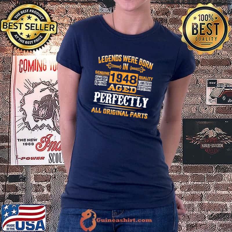 74th Birthday Gift Vintage Legend Born In 1948 74 Years Old T-Shirt Ladiestee