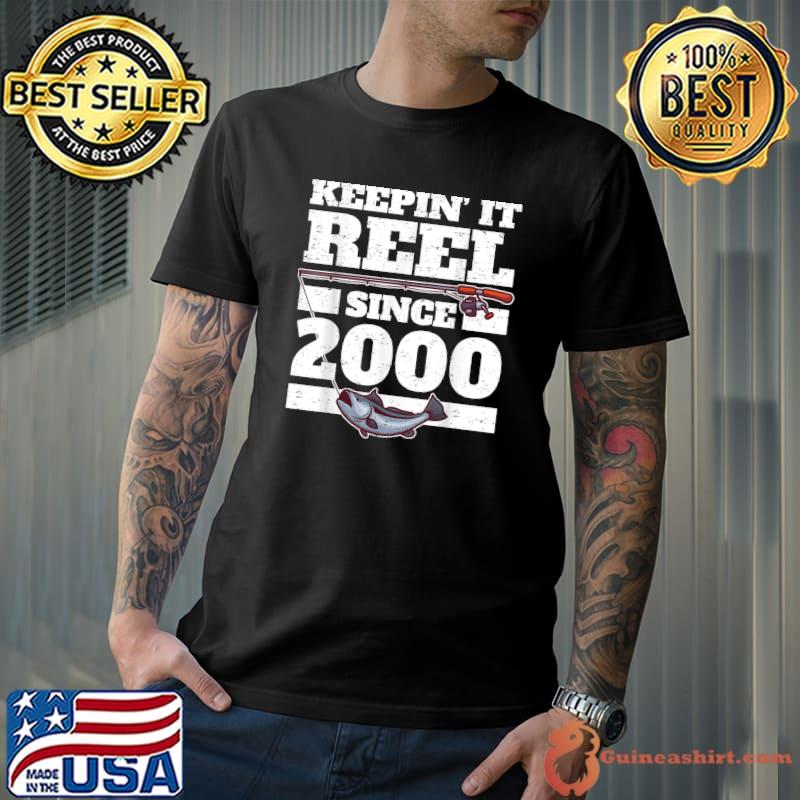 Angler Born 2000 Year Of Birth Angling Reel Birthday Fishing T-Shirt