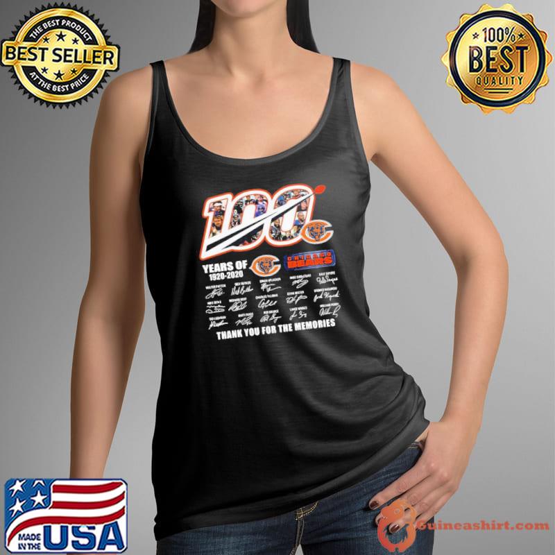 Awesome Cute 100 years of 1920 2020 chicago bears thank you for the memories signatures Tank Top