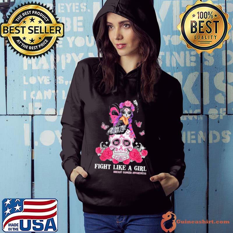 Awesome Fight Like a Girl Breast Cancer Awareness Skull Shirt