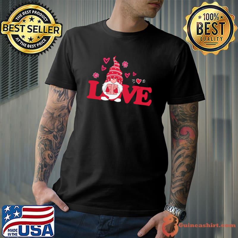 Awesome Gnome Lovers Buffalo Plaid Red Heart Love Valentines Day T-shirt
