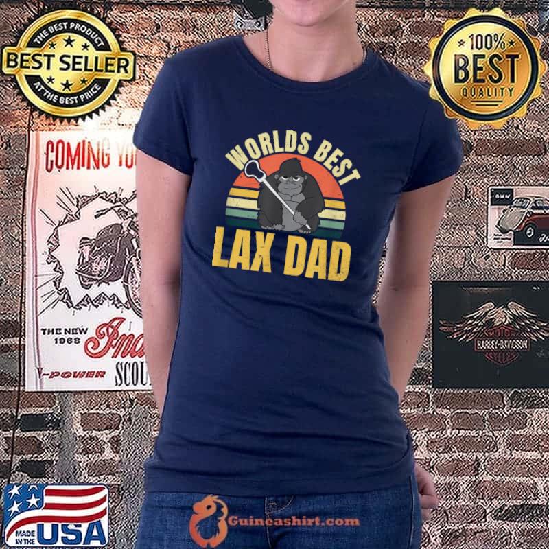Awesome Sunset Gorilla Lacrosse Design LAX Dad T Shirt