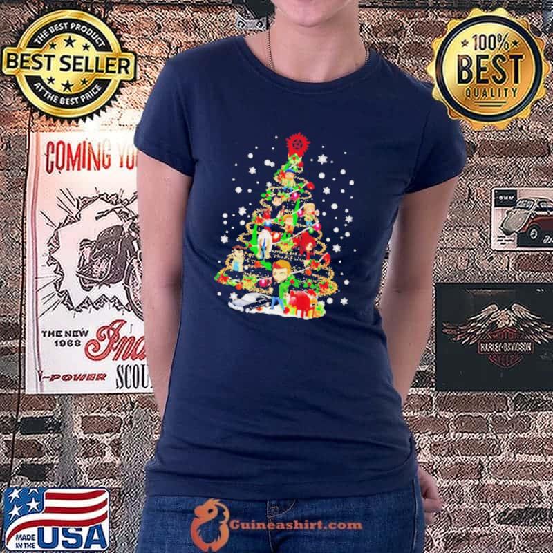 Awesome Supernatural characters chibI christmas tree shirt