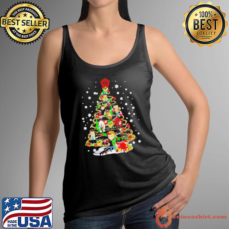 Awesome Supernatural characters chibI christmas tree Tank Top