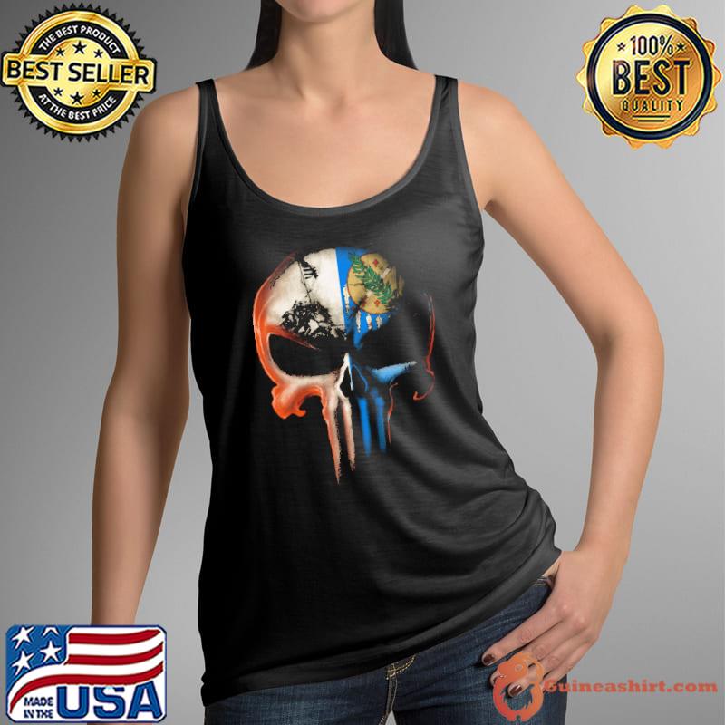 Awesome The Punisher American Flag Skull Veteran And Oklahoma Shirts Tank Top
