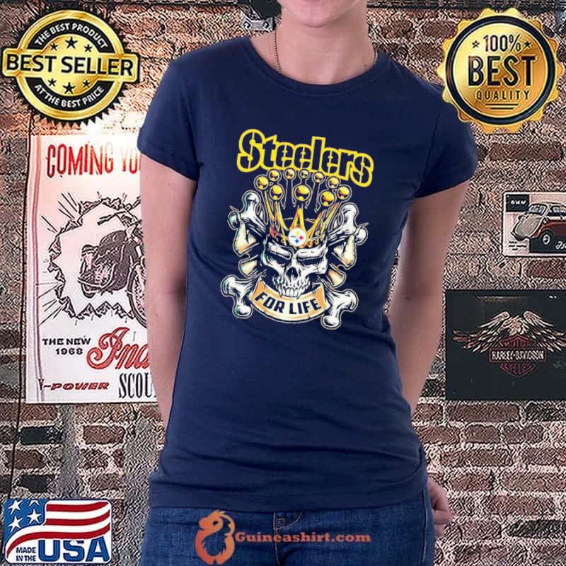 Best Awesome skull Pittsburgh Steelers for life shirt - Guineashirt Premium  ™ LLC