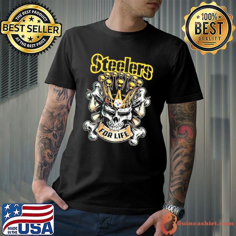 Skull Pittsburgh Steelers For Life T-Shirt, hoodie, sweater, ladies v-neck  and tank top