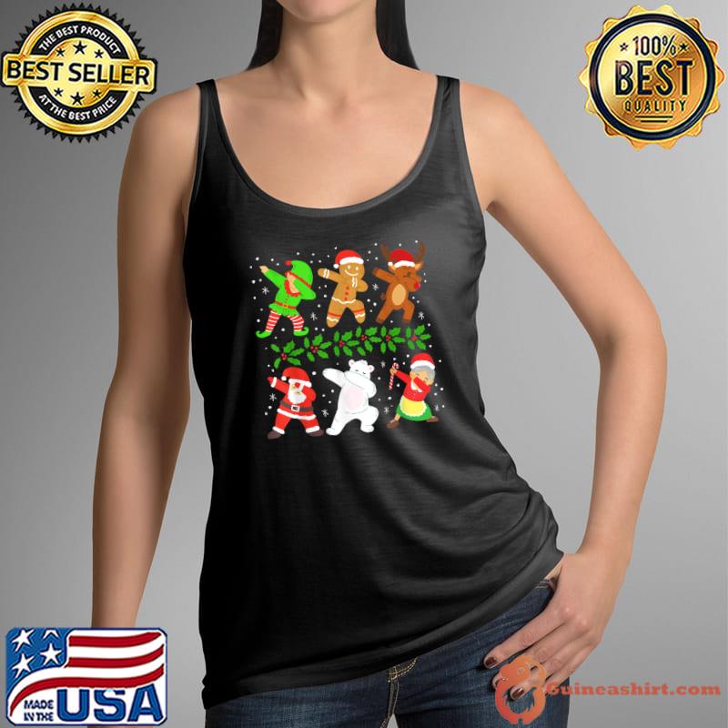 Best Christmas Dabbing Santa Elf Moose Gingerbread T-Shirt Tank Top