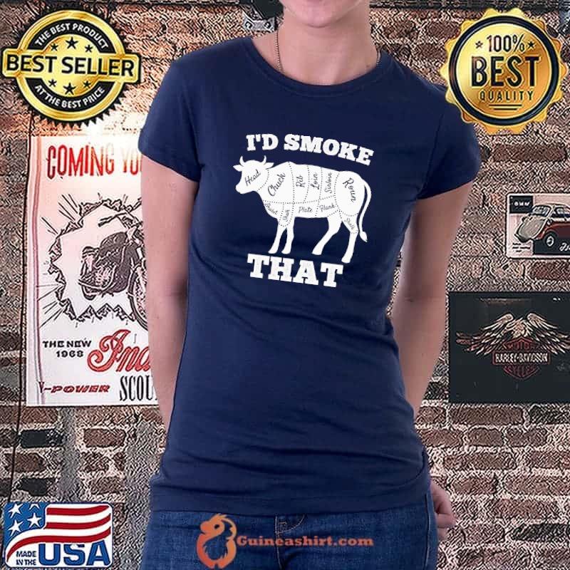 Best I'd smoke that cow funny grilling party saying vintage shirt