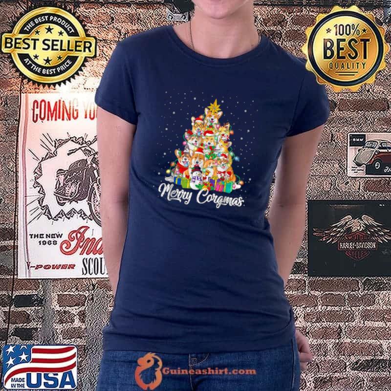 Best Merry Christmas Corgmas Corgi Tree Shirt Ladiestee