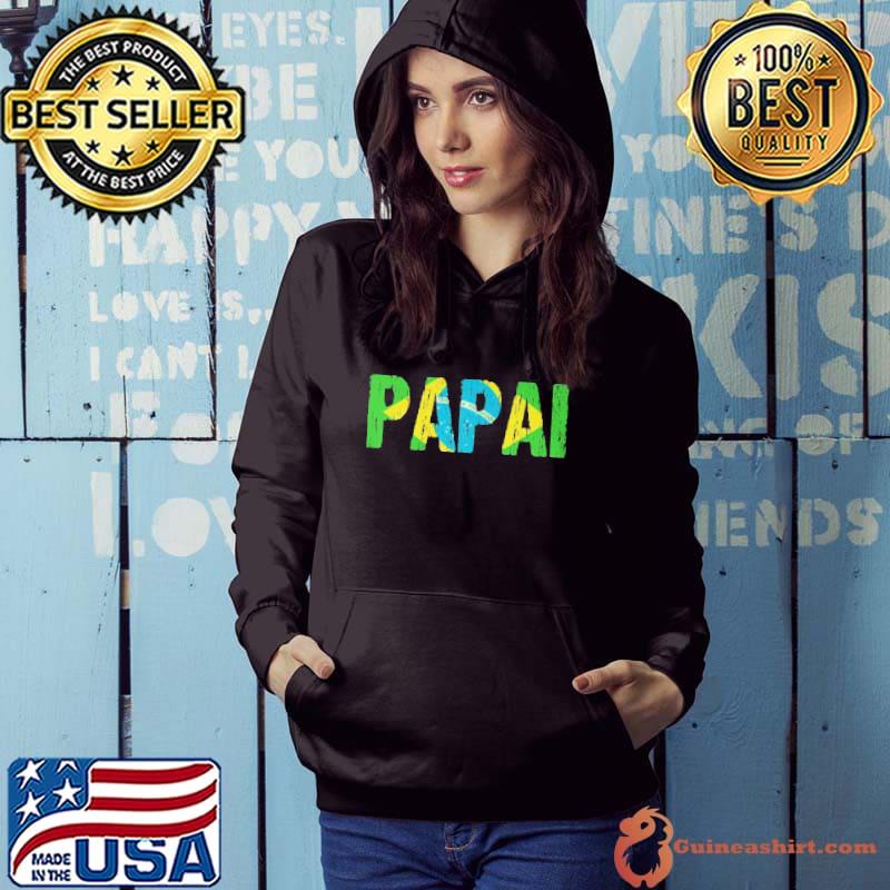 Best PapaI brazilian dad father brasil flag distressed Hoodie