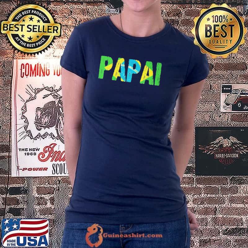 Best PapaI brazilian dad father brasil flag distressed shirt