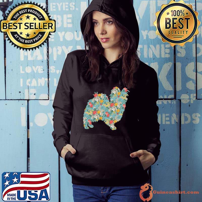 Best Papillon Flower Silhouette Floral Dog Shirt