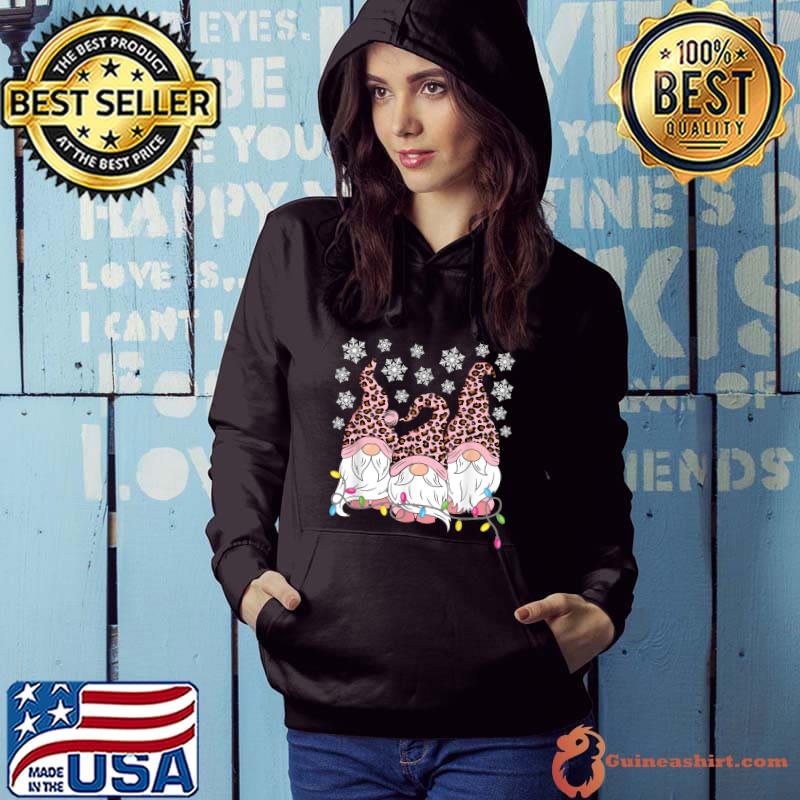 Best Pink Leopard Print Gnomes Xmas Funny Christmas Gnome Women T-Shirt
