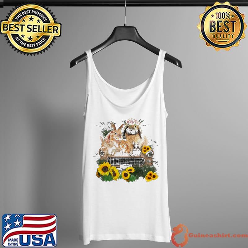 Best Rabbit sitting on a car sunflower Shirt Tank Top