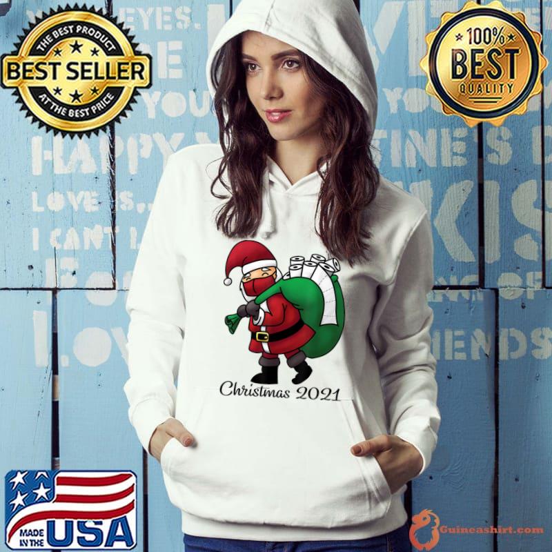 Best Santa with Face Mask and Toilet Paper Funny Christmas 2021 T-Shirt