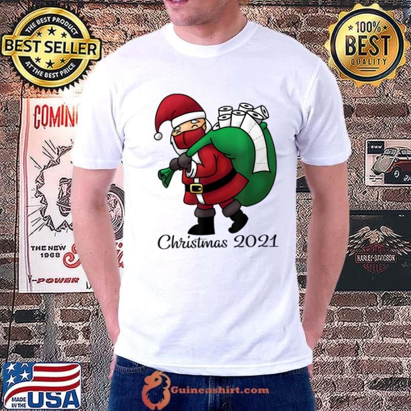 Best Santa with Face Mask and Toilet Paper Funny Christmas 2021 T-Shirt Unisex