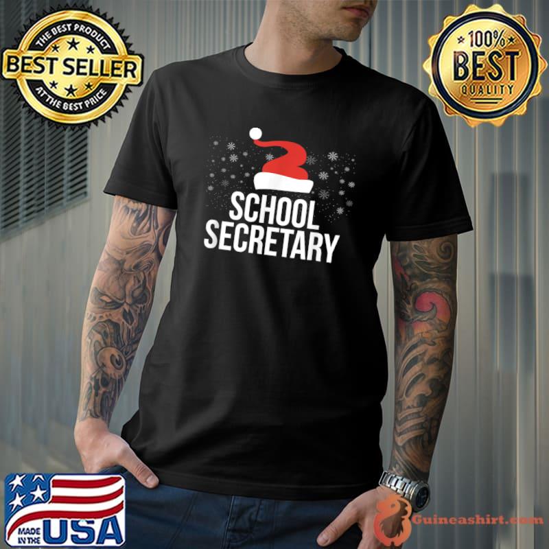 Best School Secretary Santa Hat Administrator Assistant Christmas T-Shirt Unisex