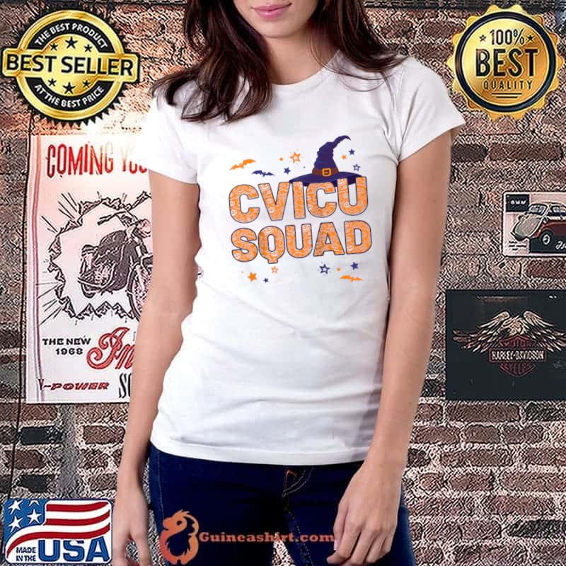 CVICU Squad Witch Hat RN CVICU Nurse Crew Halloween Matching T- Ladiestee