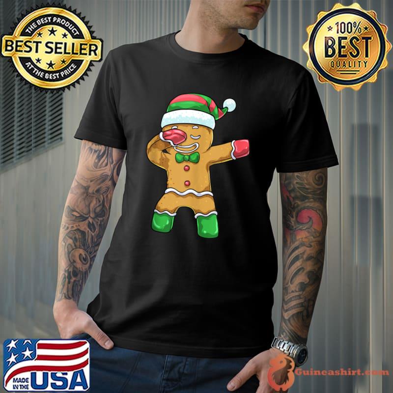 Dabbing Gingerbread Christmas Santa Boys Kids Xmas Cookie T-Shirt