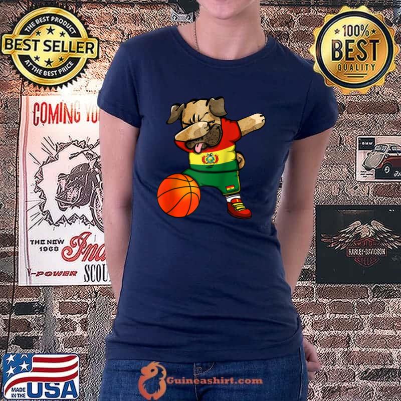 Dabbing Pug Bolivia Basketball Fans Jersey Bolivian Sport T-Shirt Ladiestee