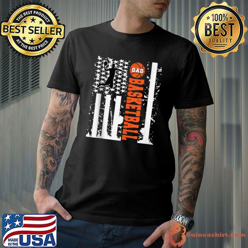 Dad Letter Basketball Jersey Tee Monogram USA Flag T-shirt
