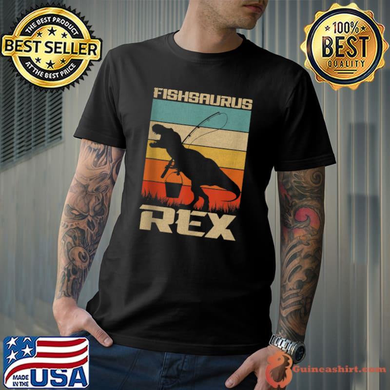 Fishsaurus Bass Fishing T Rex Dinosaur Gift For Kids Boys T-Shirt