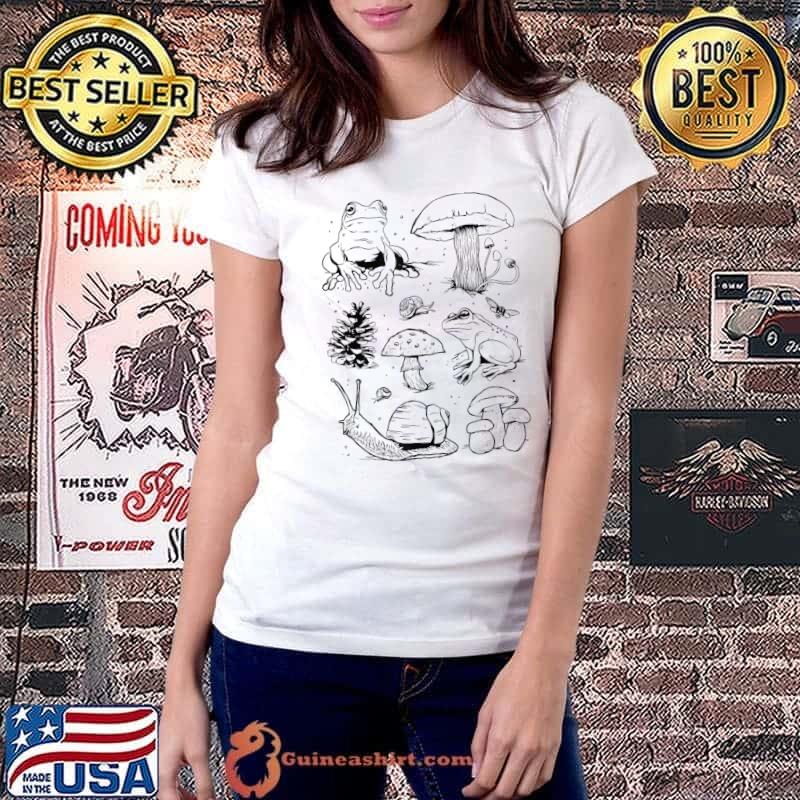 Frog Mushroom Snail Goblincore Clothes Cottagecore Aesthetic T-Shirt Ladiestee