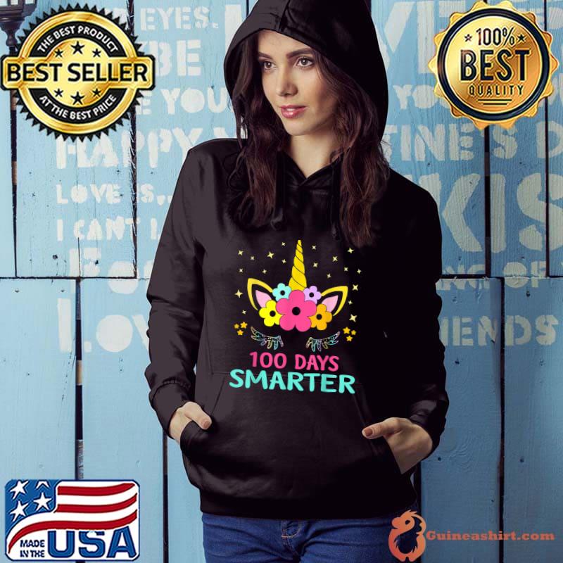 Funny 100 Days Smarter Magical Unicorn Gift Tee 100 Days of School T-Shirt