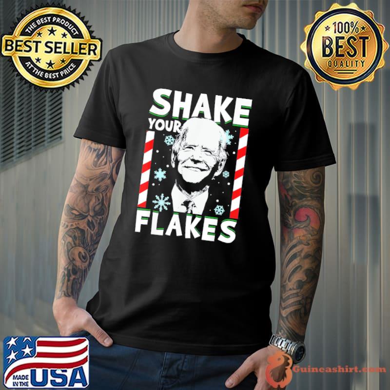 Funny Biden Shake Your Flakes Ugly Christmas T-Shirt Unisex