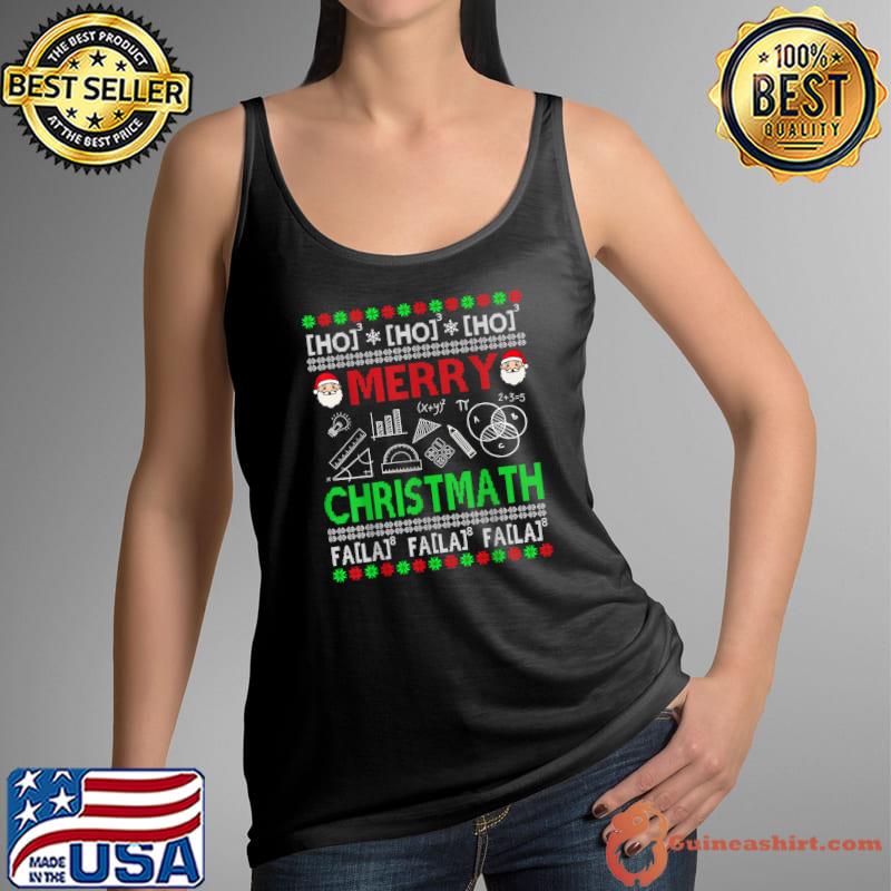 Funny Christmas Math Teacher Shirt Ugly Christmas Math Women T-Shirt Tank Top