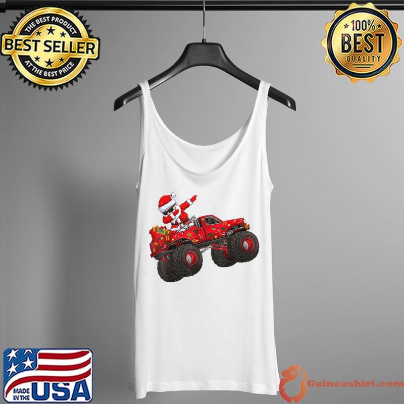 Funny Christmas Santa Claus Riding Monster Truck Boys Kids Xmas T-Shirt Tank Top