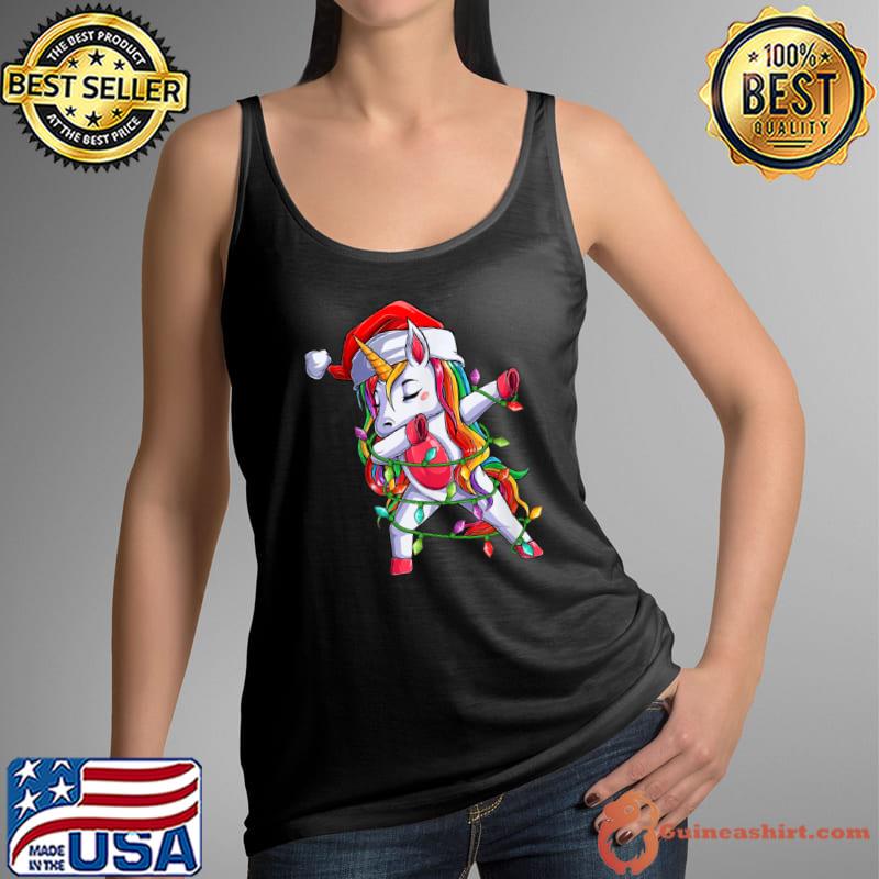 Funny Dabbing Unicorn for Kids Boys Girls Christmas Tree Lights T Shirt Tank Top