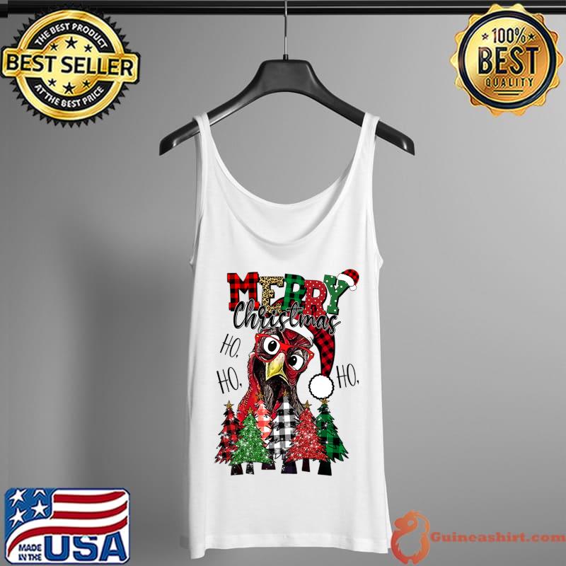Funny HO HO HO Merry Christmas Chicken lover, Farmer Xmas Tree T- Tank Top