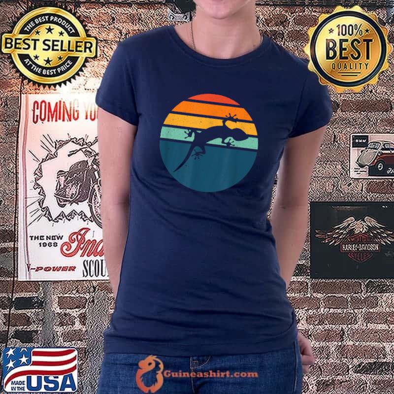 Funny Leopard Gecko Vintage Sunset Retro Kawaii Lizard Reptile T-Shirt Ladiestee