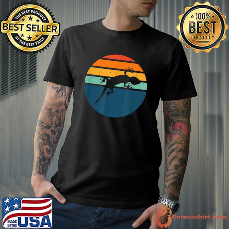 Funny Leopard Gecko Vintage Sunset Retro Kawaii Lizard Reptile T-Shirt
